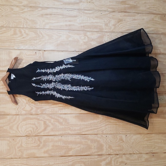 Park108 NEW Black Silver Beaded Sleeveless Illusion Midi Dress Size 6 #M430 - Picture 2 of 9